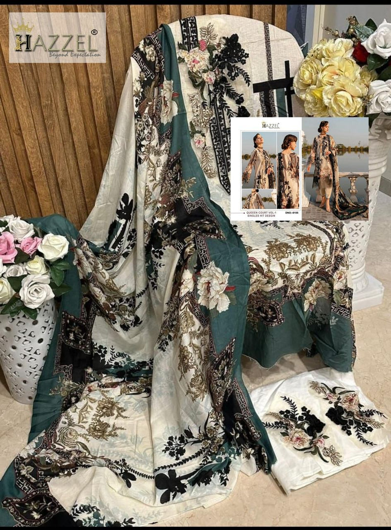 Hazzel 0105 Pure Cotton Print With Heavy Embroidery Work Pakistani Suits