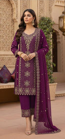 Hoor Tex HF 365 B Black Embroidered Georgette Salwar Suit