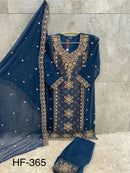 Hoor Tex HF 365 C Black Embroidered Georgette Salwar Suit