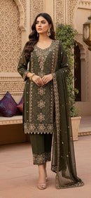 Hoor Tex HF 365 D Black Embroidered Georgette Salwar Suit