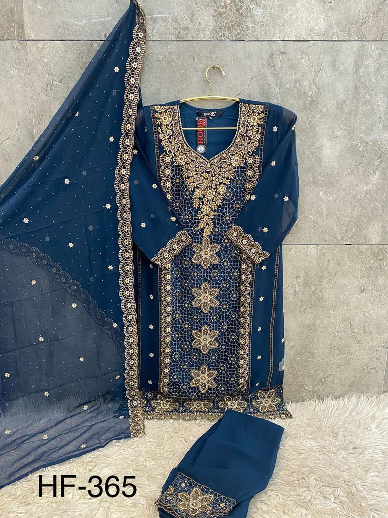 Hoor Tex HF 365 C Black Embroidered Georgette Salwar Suit