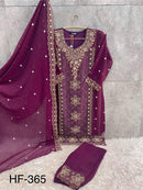 Hoor Tex HF 365 B Black Embroidered Georgette Salwar Suit