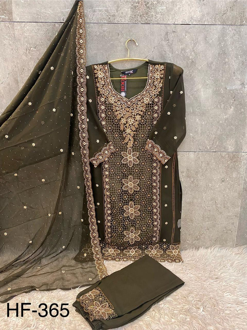 Hoor Tex HF 365 D Black Embroidered Georgette Salwar Suit