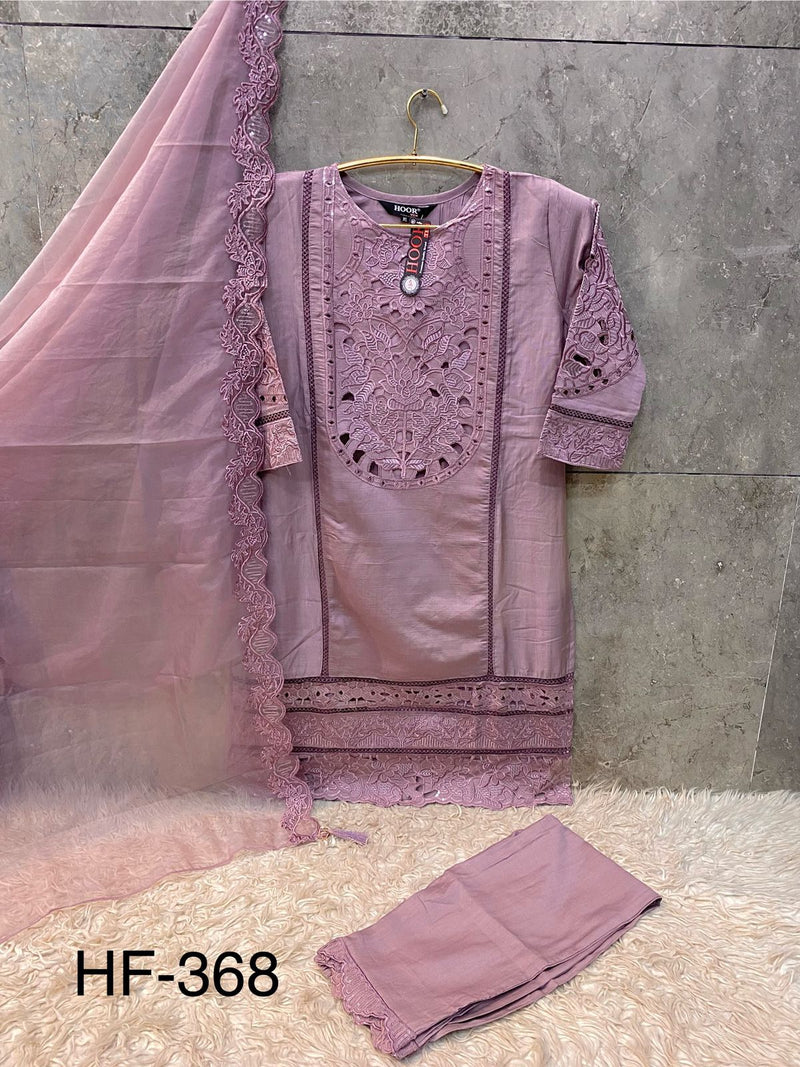 Hoor Tex HF 368 A Mauve Cutwork Lawn Pakistani Outfit