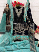 Fepic Rosemeen 17038 Premium Black Velvet Embroidered Pakistani Salwar Suit