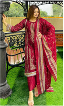 Al Zohaib 1368 A Pure Cotton Print Heavy Self With Katli Work Pakistani Suits