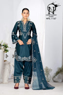 Naimat NFS 1167 Elegant Teal Embroidered Patiala Suit