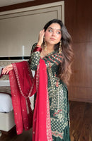 Lm 01 Designer Green Embroidered Salwar Traditional Suit