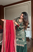 Lm 01 Designer Green Embroidered Salwar Traditional Suit