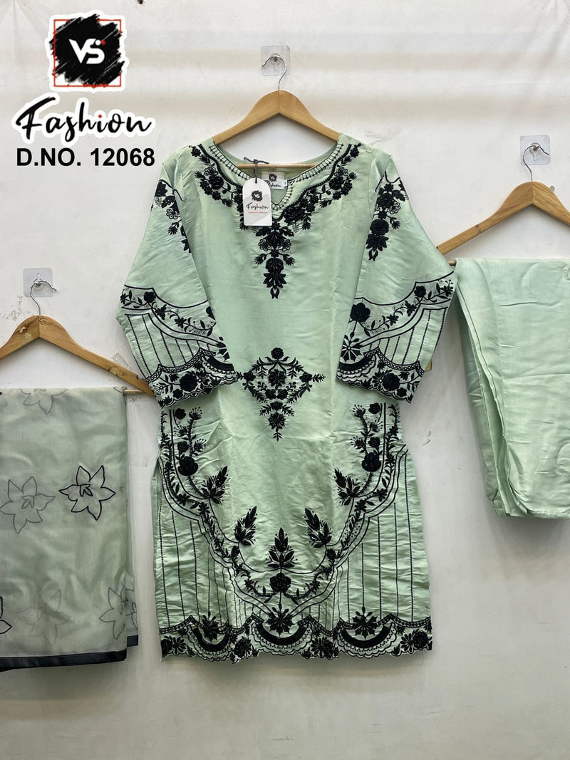 Vs 12068 C Roman Glass With Hand Work Pakistani Suits