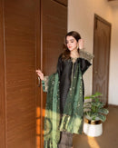 Lc 1384 Black and Green Embroidered Party Wear Suit