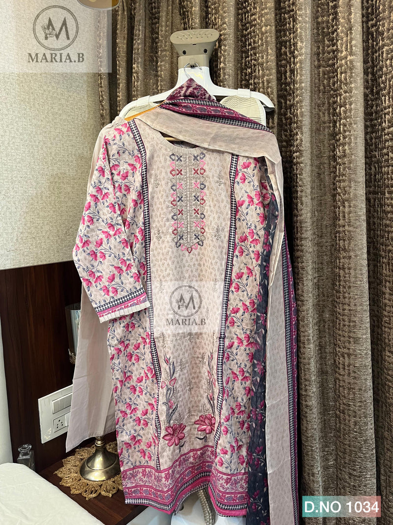 Maria B 1034 Self Embroidery Cotton Stitched Suits