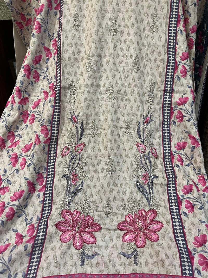 Maria B 1034 Self Embroidery Cotton Stitched Suits