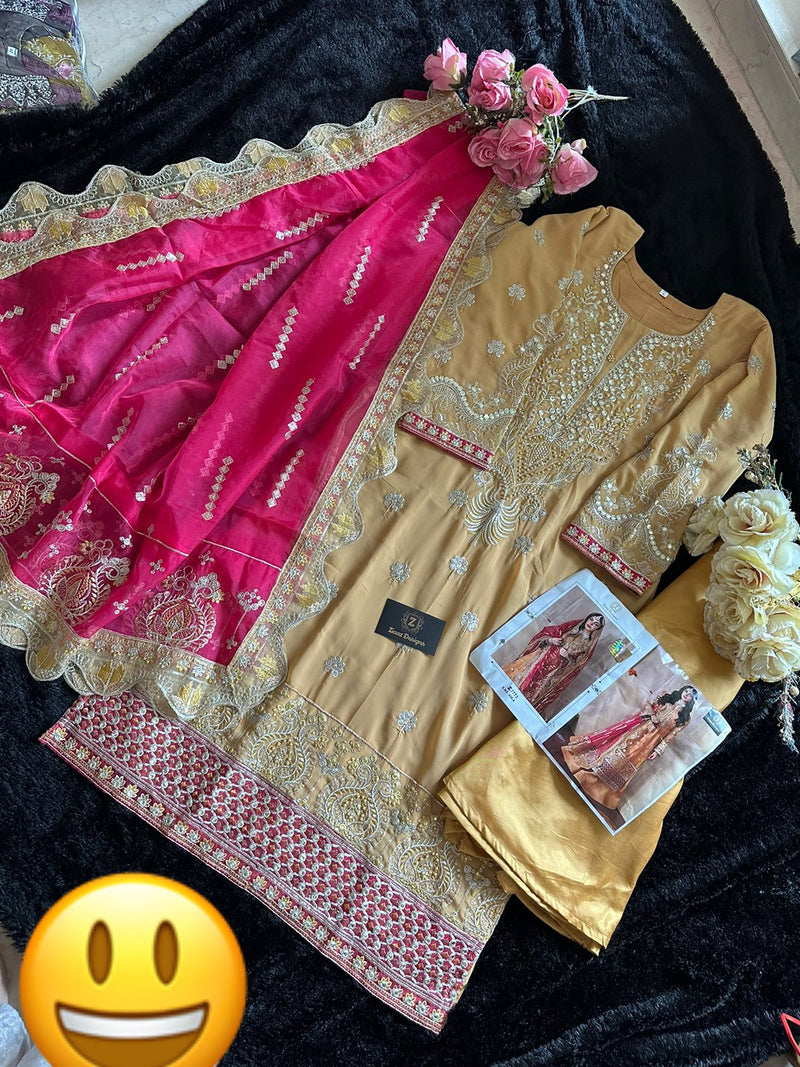 Ziaaz Designs 428 A Georgette Very Heavy Embroidered Sequins Work Suits