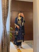 LC 1405 Designer Navy Blue Velvet Embroidered Suit with Dupatta traditional wear