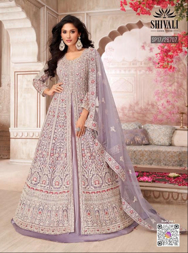 Shivali Iconic Trend Lavender Embroidered Floor Length Anarkali
