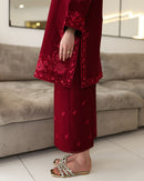 LC 1418 Embroidered Maroon Kurta Straight Trousers Co-ord Set