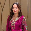 LC 1419 Designer Wine Velvet Embroidered Traditional Wear Suits