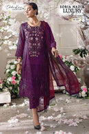 Sobia Nazir 1047 Floral Embroidery Luxury Unstitched Violet Suit