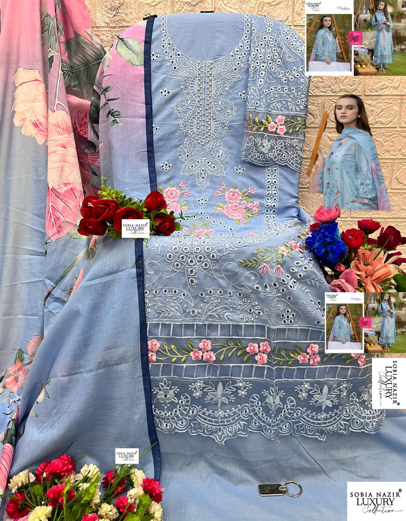 Sobia Nazir 1048 Floral Embroidery Luxury Unstitched Violet Suit