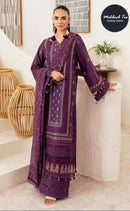 Mehboob Tex 1751 Deep Plum Purple Heavy Embroidered Cotton Suit
