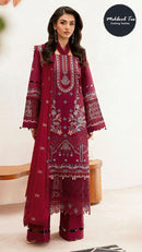 Mehboob Tex 1750 Rich Maroon Lawn Embroidered Unstitched Suit