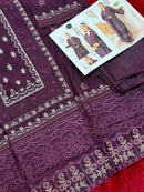 Mehboob Tex 1751 Deep Plum Purple Heavy Embroidered Cotton Suit