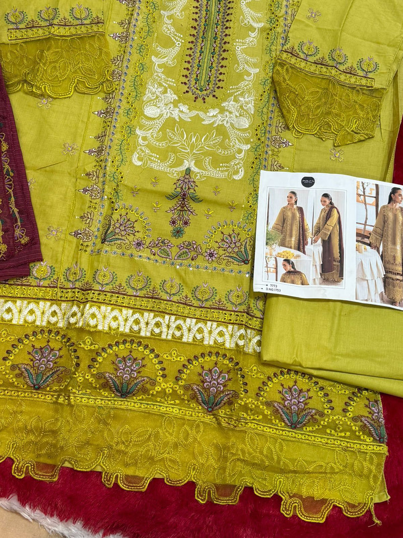Mehboob Tex 1753 Pistachio Green Embroidered Lawn Suit