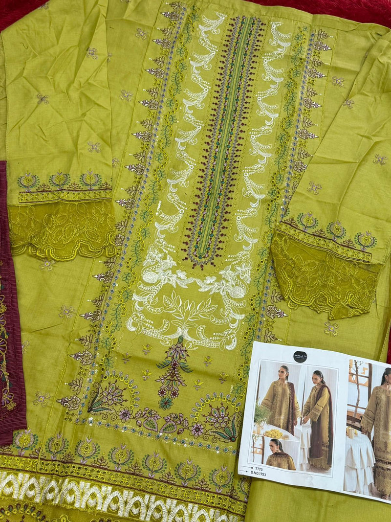 Mehboob Tex 1753 Pistachio Green Embroidered Lawn Suit