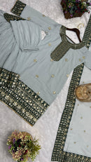 JD 602 Serene Grey Faux Georgette & Banglori Sharara Suit Traditional Wear