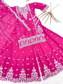 JL 1051 Festive Magenta Sequence Work Sharara Set