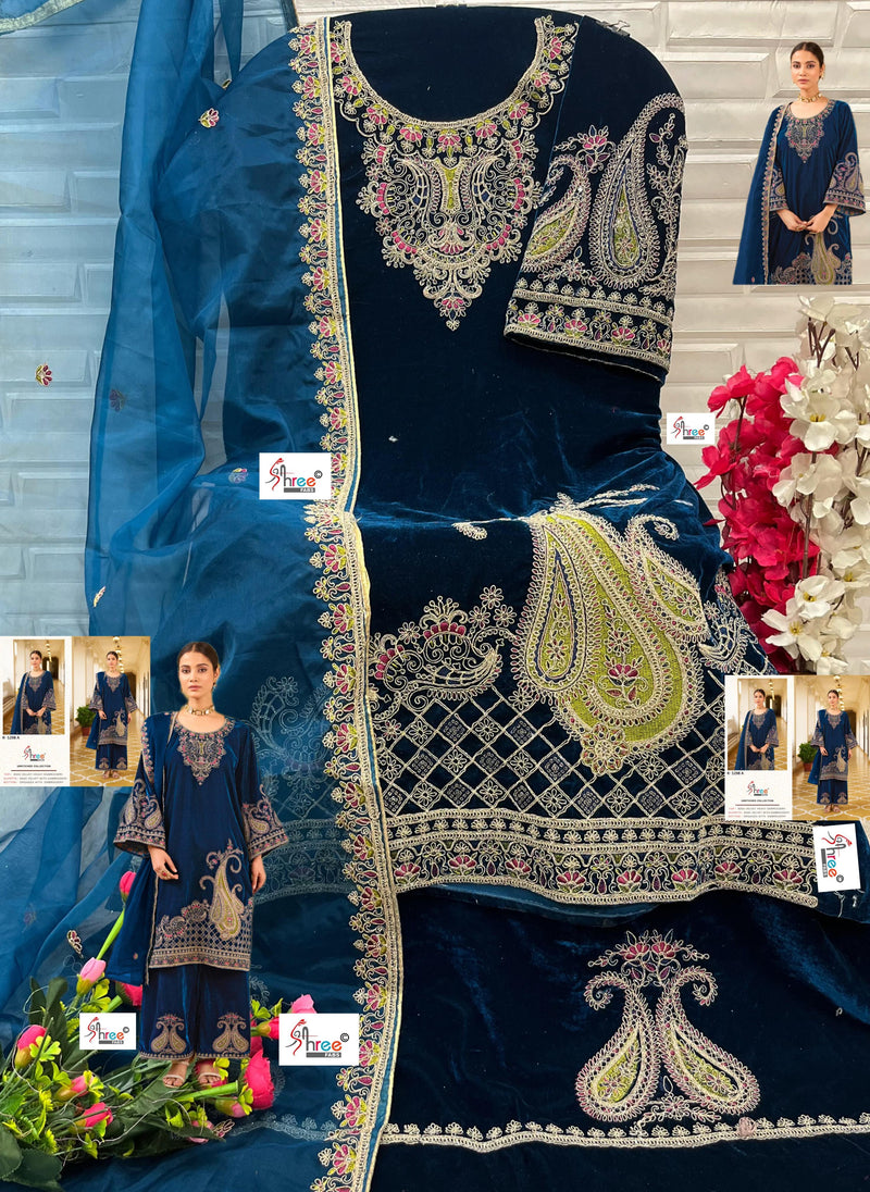 Shree Fab Surat K 5298 | Premium Embroidered Velvet Suit with Organza Dupatta