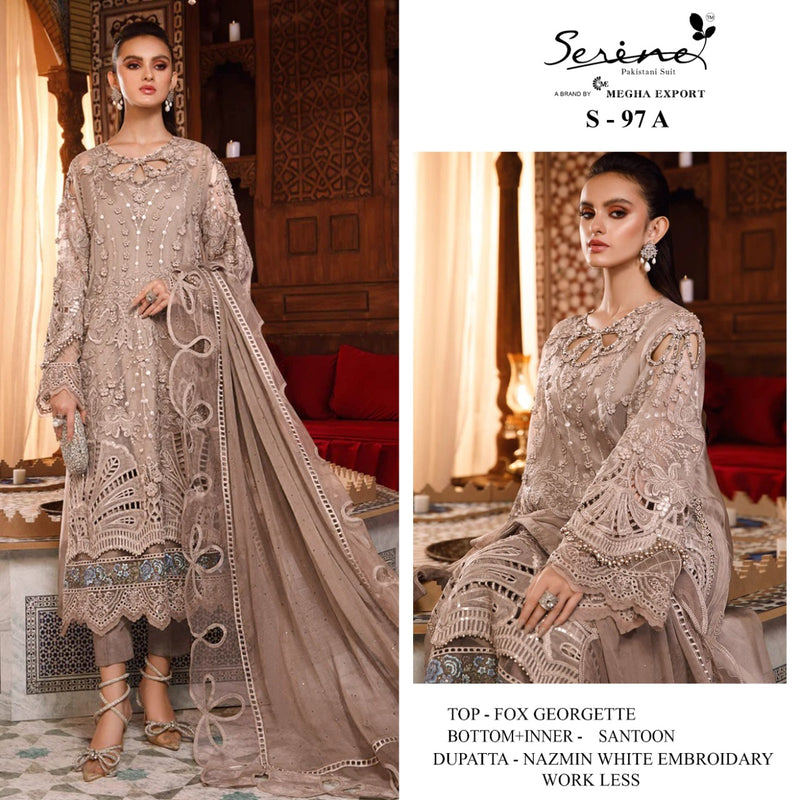 Serine Designer Suit S-97 | Embroidered Fox Georgette Collection