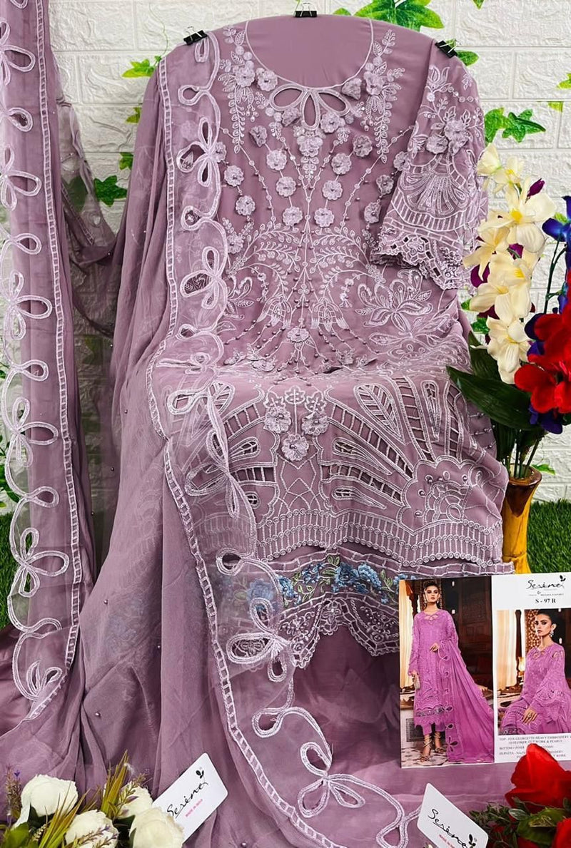 Serine Designer Suit S-97 | Embroidered Fox Georgette Collection