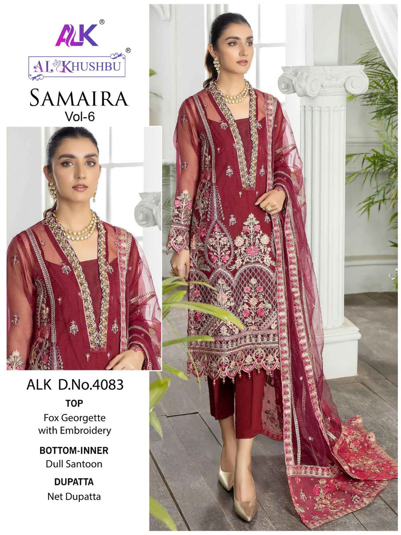 Samaira Vol-6 4083 – Pakistani Embroidered Suit by AL KHUSHBU