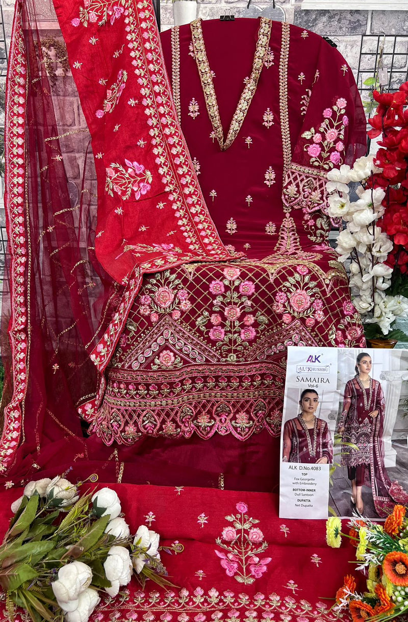 Samaira Vol-6 4083 – Pakistani Embroidered Suit by AL KHUSHBU