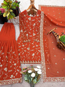 SRK 5303 Designer Rust Orange Sharara Suit Set
