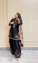 JD 613 Heavy Maska Embroidery Sequence Work with Chinon Printed Dupatta Cord Set