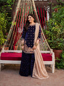 KD 1536 B Classy Tone Velvet Embroidered Ethnic Wear for Weddings Traditional Dress