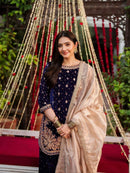KD 1536 B Classy Tone Velvet Embroidered Ethnic Wear for Weddings Traditional Dress