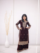LC 1430 Luxurious Dark Velvet Embroidered Traditional Suits