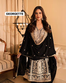LC 1416 Black Georgette Embroidered Traditional Suit