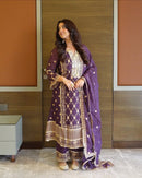 Zsr 3153 Premium Festive Wear Purple Chinnon Embroidered Suit