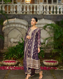 Zsr 3153 Premium Festive Wear Purple Chinnon Embroidered Suit