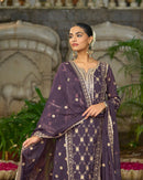 Zsr 3153 Premium Festive Wear Purple Chinnon Embroidered Suit