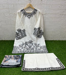 Laxuria 1530 B Regal Black Embroidered Zam Satin Palazzo Suit