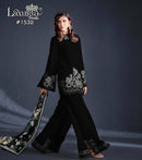 Laxuria 1530 Regal Black Embroidered Zam Satin Palazzo Suit