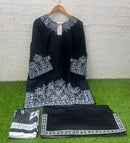 Laxuria 1530 Regal Black Embroidered Zam Satin Palazzo Suit