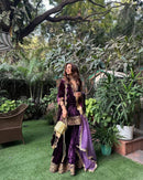 Lc 1420 Luxurious Deep Maroon Velvet Sharara Suit