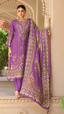 AT 118 C Pure Viscous Maslin Digital Print With Aari And Hand Work Pakistani Suits